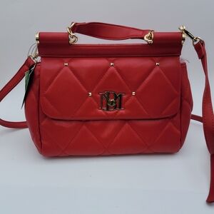 NWT!! BADGLEY MISCHKA‎ Bright Red Quilted Crossbody/Shoulder Bag